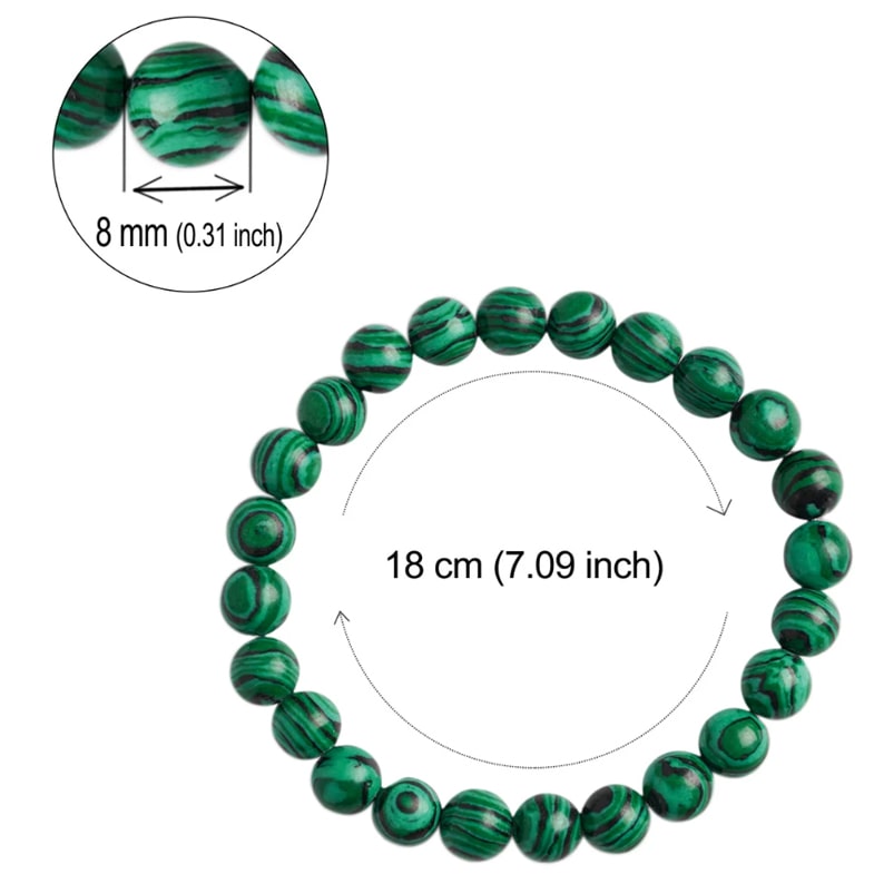 bracelet malachite anti stress dimensions
